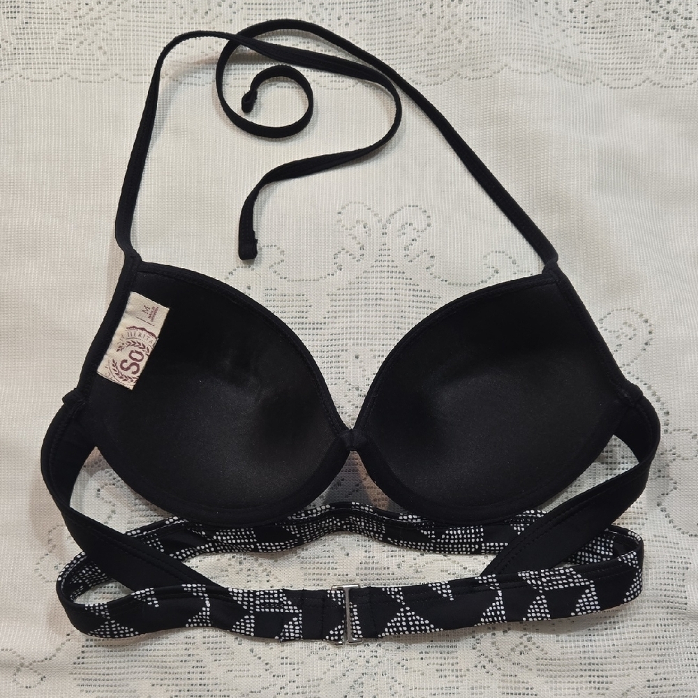 SO Black and White Geometric Bra Sz M - Picture 4 of 7